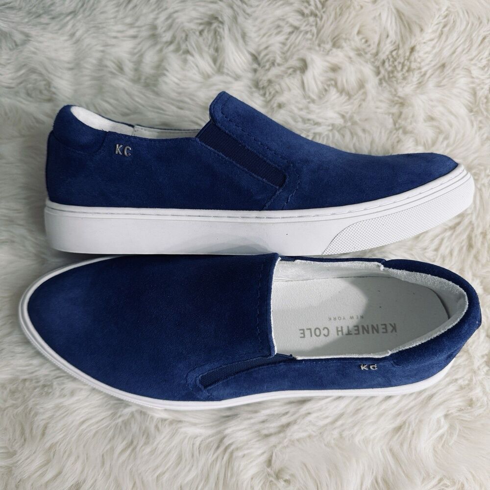 Kenneth Cole Mara Casual Shoes Slip On Sneakers 6 Colbalt Blue Suede Leather NIB